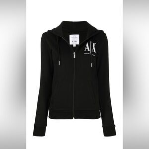 Armani Exchange Women's Black Zip-Up Hoodie